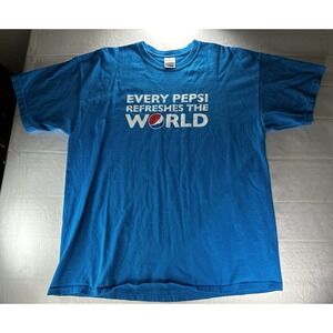 Gildan Pepsi Soda‎ Promo Shirt Mens XL Blue Rare Y2K Pepsi Refreshes Tee